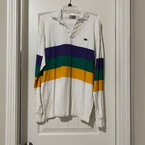 Mardi Gras Rubgy Chest Striped Collard Shirt